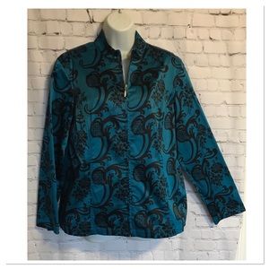 Chico’s Teal Abstract Floral Jacket